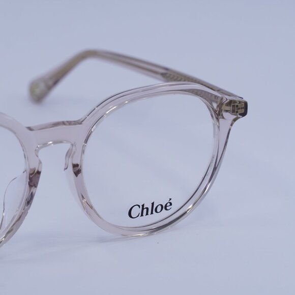Chloe CH0012OA 001 Eyeglasses Transparent Pink 50mm Round Frame - Picture 2 of 11